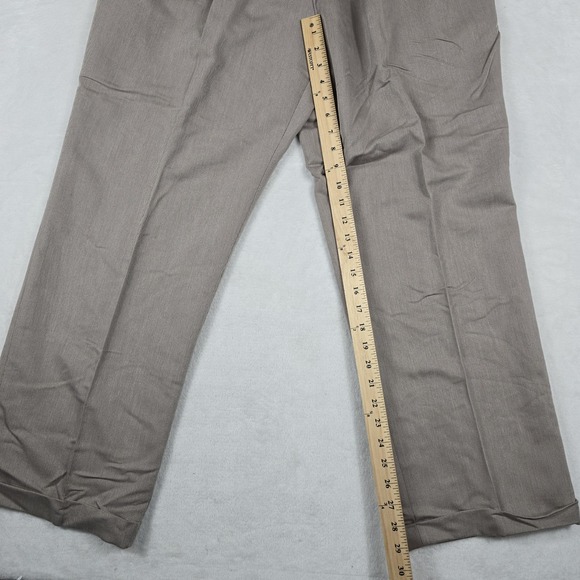 Men's Pleated Cuffed Dress Pants Size 36x29 Beige Taupe USA Made - Picture 3 of 8